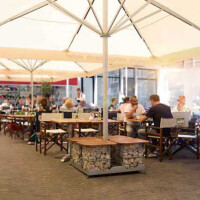 Multicube set – umbrella base with steel baskets & HPL seat cover