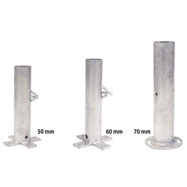 Steel Flange for Base Plate Stand Art. 69724, Hot-Dip Galvanized, Ø 50 / 60 / 70 mm