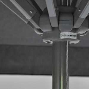 Zangenberg Palma Lift Gastroschirm mit Teleskopsystem 430  silber mit Volant mit Windöffnung Sonderfarbe